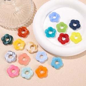 Mix of 26mm acrylic flower beads with marble pattern for DIY jewelry making