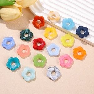 Acrylic Marble Flower Beads Ink Wash Floral Spacer Beads Large Hole DIY Jewelry Making For Earring Necklace Handmade Decor