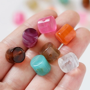Colorful acrylic cylindrical stone beads with marble texture for DIY jewelry making