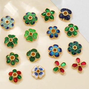 Alloy Enamel Floral Bead Caps Spacers For DIY Jewelry Making Colorful Flower Spacer Beads For Bracelets Necklaces Crafts
