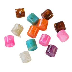 Colorful cylindrical acrylic beads with marble texture for DIY jewelry making