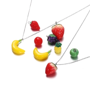 Resin Simulation Fruit Vegetable Charms For DIY Jewelry Making Strawberry Banana Tomato Pineapple Pepper Craft Pendants