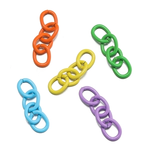 Detail of colorful matte finish 4-link extension chains for DIY jewelry making