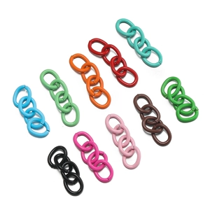 Close-up of colorful matte finish oval chain links for DIY keychain and jewelry crafts