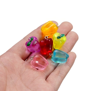 Colorful resin bell pepper pendants with metal loops for DIY jewelry making