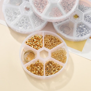Kit de bricolaje para joyería con cierres de langosta y anillas en caja organizada