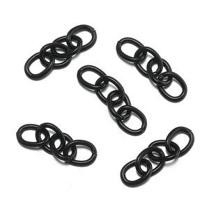 Detail of matte black four-link metal extension chains for DIY jewelry making and crafts