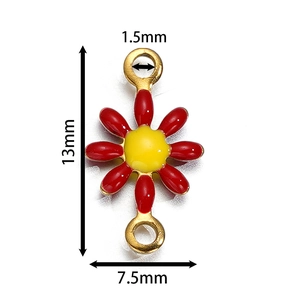 Detail of 13mm enamel flower pendant with dimensions for DIY jewelry making