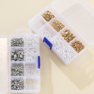 Bastelset für Schmuck mit ABS-Kunstperlen, goldenen Herzperlen und Aufbewahrungsboxen