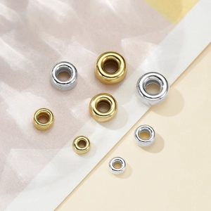 Polished 925 sterling silver bubble spacer beads in gold and silver for DIY jewelry making