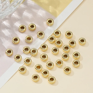 Flat round gold 925 sterling silver bubble spacer beads for DIY jewelry making