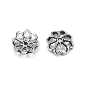 Detailansicht von 925 Sterling Silber hohlen Blumen-Perlenkappen für DIY Schmuckherstellung