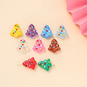 DIY colorful Christmas tree beads with polka dots for handmade jewelry making and accessories