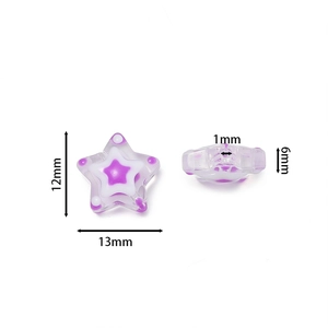 Mapa detallado de medidas de cuentas de estrella violeta para joyería artesanal DIY