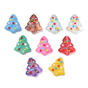 Colorful 15mm Christmas tree hand-painted polka dot beads for DIY jewelry making crafts