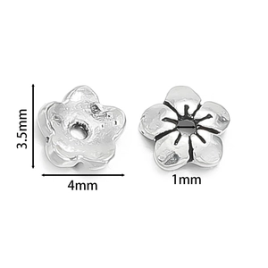 Makroaufnahme von 925 Sterling Silber Hohlblatt Blumenperlenkappen für DIY Schmuck