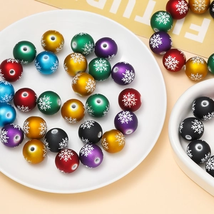 Perline Opache a Fiocco di Neve in Acrilico da 16mm Perline Sferiche Multicolore per Creazione Gioielli Fai da Te di Natale Accessori