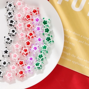 Macro de cuentas de resina en forma de estrella de colores con puntos para joyería DIY