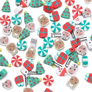 Detailansicht der Weihnachts-Polymer-Tonperlen in 7,5 mm bis 12 mm für DIY-Schmuck