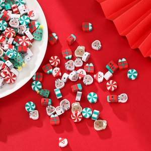 Weihnachtliche Fimo-Perlen Mix mit Weihnachtsmann und Rentier für DIY Schmuckherstellung