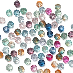 Macro view of 10mm faceted gradient crystal glass wheel beads for DIY jewelry making