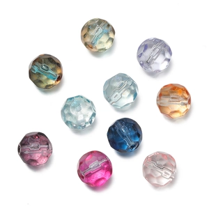 Detail showing 10mm faceted gradient glass rondelle beads for DIY jewelry making