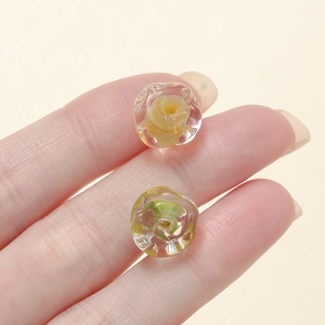 Macro di perle di vetro a forma di fiore da 12mm per la creazione di gioielli fai-da-te