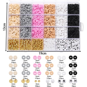 Kit de joyería DIY con 24 compartimentos que contiene cuentas de arcilla y espaciadores