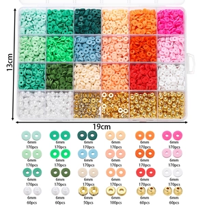 Caja de 24 compartimentos para joyería DIY con cuentas de arcilla de 6mm y perlas falsas