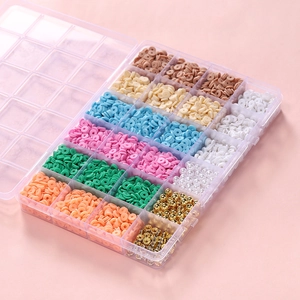 Organizador de 24 rejillas con cuentas de arcilla polimérica y perlas para joyería DIY