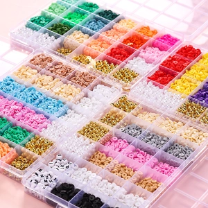 Kit de Cuentas Heishi de Arcilla Polimérica de 24 Rejillas Para Creación de Joyas Pulsera DIY Collar Con Perlas Artificiales de Imitación