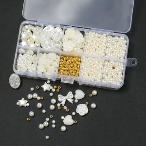 10-grid DIY pearl set with stars, hearts, and roses for children jewelry making