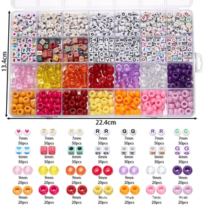 DIY colorful bead set with 24 compartments including letter and heart beads in storage box