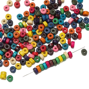 Colorful macaron wooden cylinder beads with threading needle for DIY jewelry making