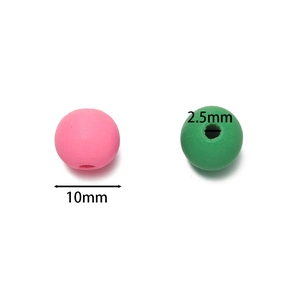 Perles en bois rose et vert de 10mm avec trou de 2,5mm pour bijoux faits main