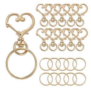 Set da 20 pezzi di chiusure a moschettone a cuore dorate con anelli per gioielli