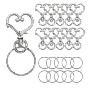 Kit accessori fai da te con moschettoni a cuore in lega di zinco lucida e anelli