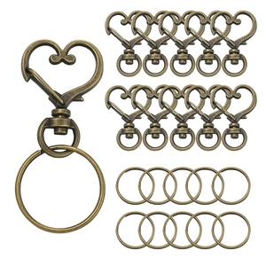 Set di 10 chiusure a moschettone a cuore e portachiavi in bronzo per gioielli DIY