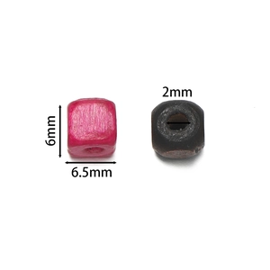 6.5mm square wooden beads for DIY jewelry with natural wood texture and 2mm hole