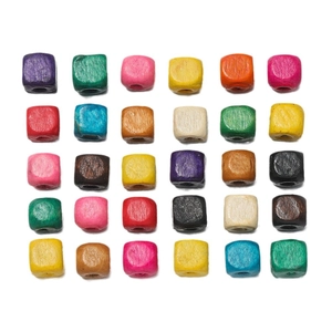 Colorful square wooden beads for DIY bracelets and handmade jewelry accessories