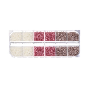 Set di Perline in Vetro Laccato 12 Griglie Colorate 2mm Perline Rotonde Per Gioielli Fai da Te Bracciale Collana Materiali Artigianali