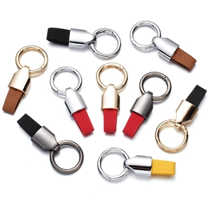 Minimalist alloy and matte leather car keychain collection with round spring ring hooks