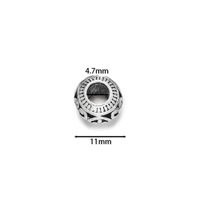 Detailed view showing 11mm hollow cloisonne bead dimensions with 4.7mm center hole