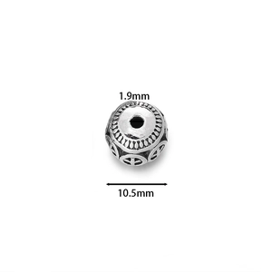 Detail of vintage silver peace sign charm bead with 1.9mm hole for DIY jewelry