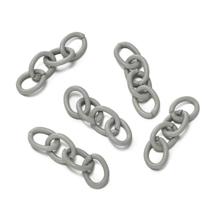 Detailed view of matte grey 4-link chain extensions for DIY keychain accessories