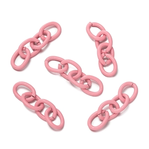 Pink coated four-link iron chain extension set for DIY keychain jewelry making