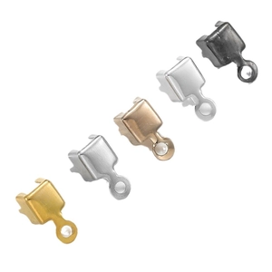 Metal fold-over cord ends with loop in five colors for DIY jewelry making findings
