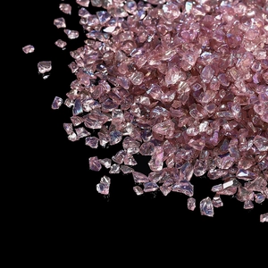 Pierres en verre concassé rose irisé pour bricolage et décoration d'ongles