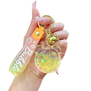 Portachiavi a clessidra con sveglia e perline luminose con cinturino in silicone rosa e giallo