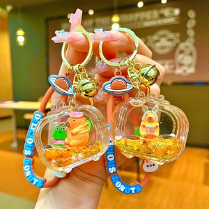 Süß Wasserschwein Fernseher Treibsand Schlüsselanhänger Flüssigkeit Acryl Tasche Anhänger Cartoon Capybara Schlüsselring Mit Silikonband